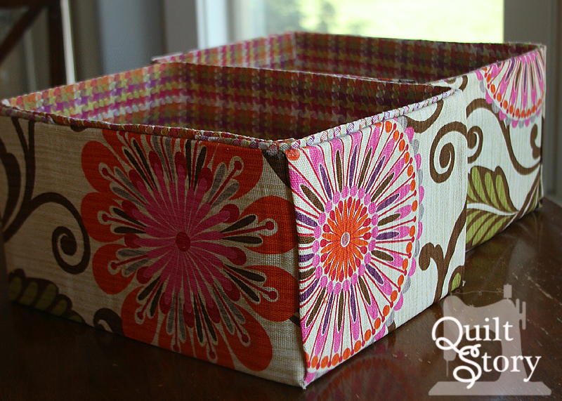 Quilt Story HGTV fabrics, fabric covered boxes...