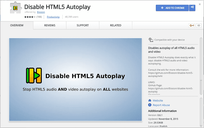 disable HTML5 autoplay