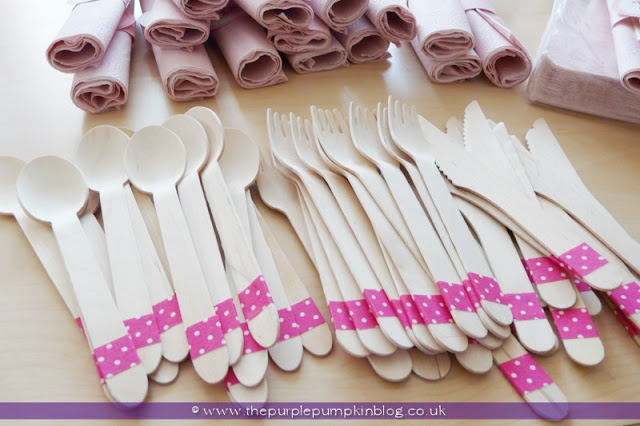 Cutlery & Napkin Bundles for a Baby Shower at The Purple Pumpkin Blog