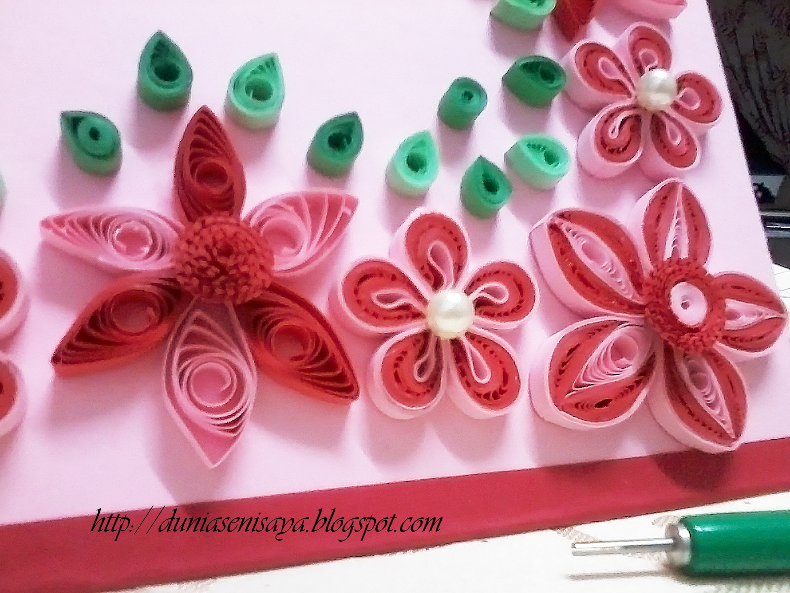 My Art and Craft Quilling Red Flower