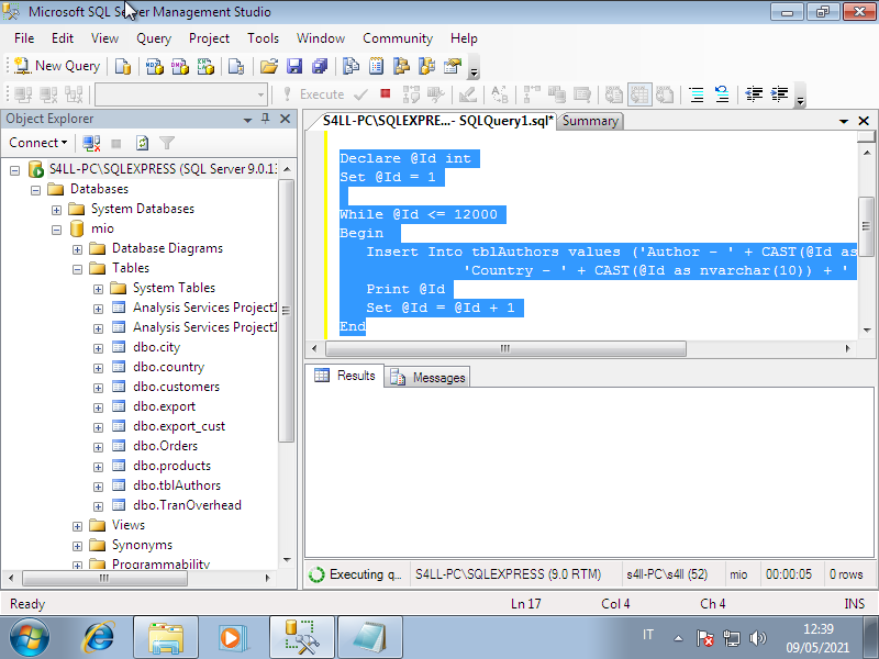 Sql Server Administration . How to create a big table with script t-sql.