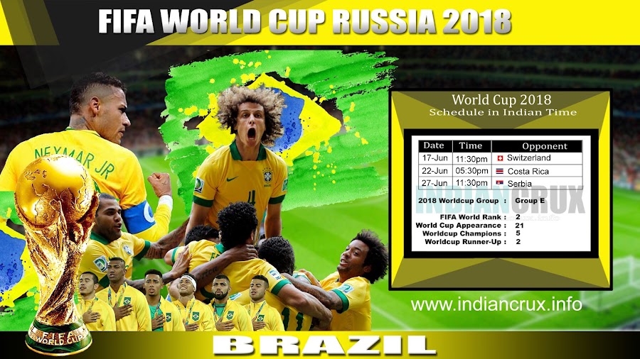 Brazil Team Schedule and Results at 2018 FIFA World Cup
