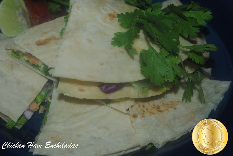 PATYSKITCHEN MEXICAN BREAKFAST WITH CHICKEN HAM & EGG ENCHILADAS