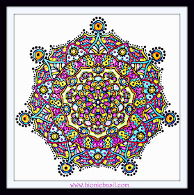 Mandalas on Monday ©BionicBasil® Colouring With Cats Mandala #92 coloured by Cathrine Garnell