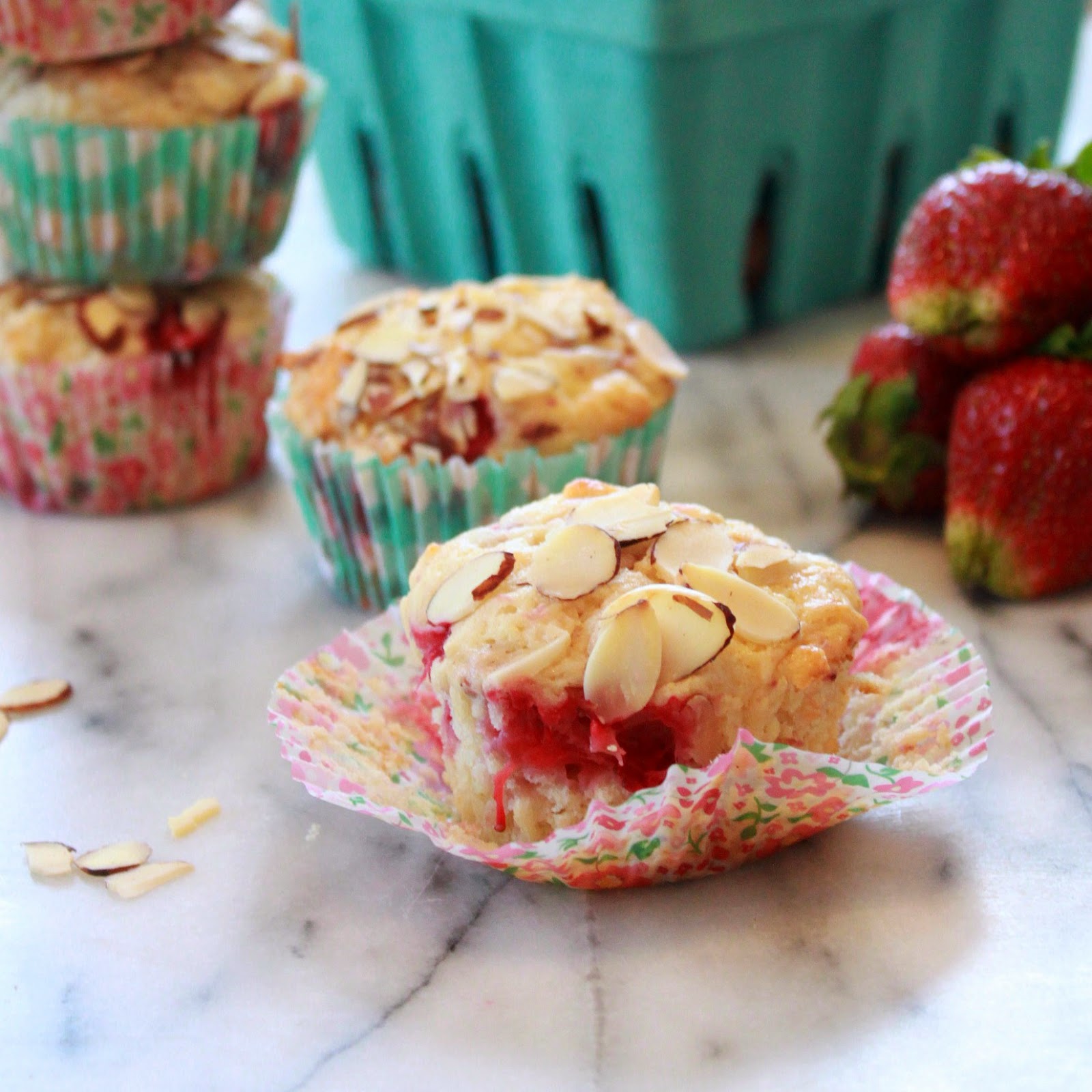 The Land of Milk 'n' Cookies Strawberry Almond Muffins