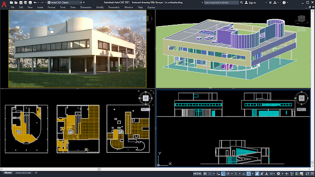 Villa Savoye - Le corbusier Plan 3D, 2D [DWG]