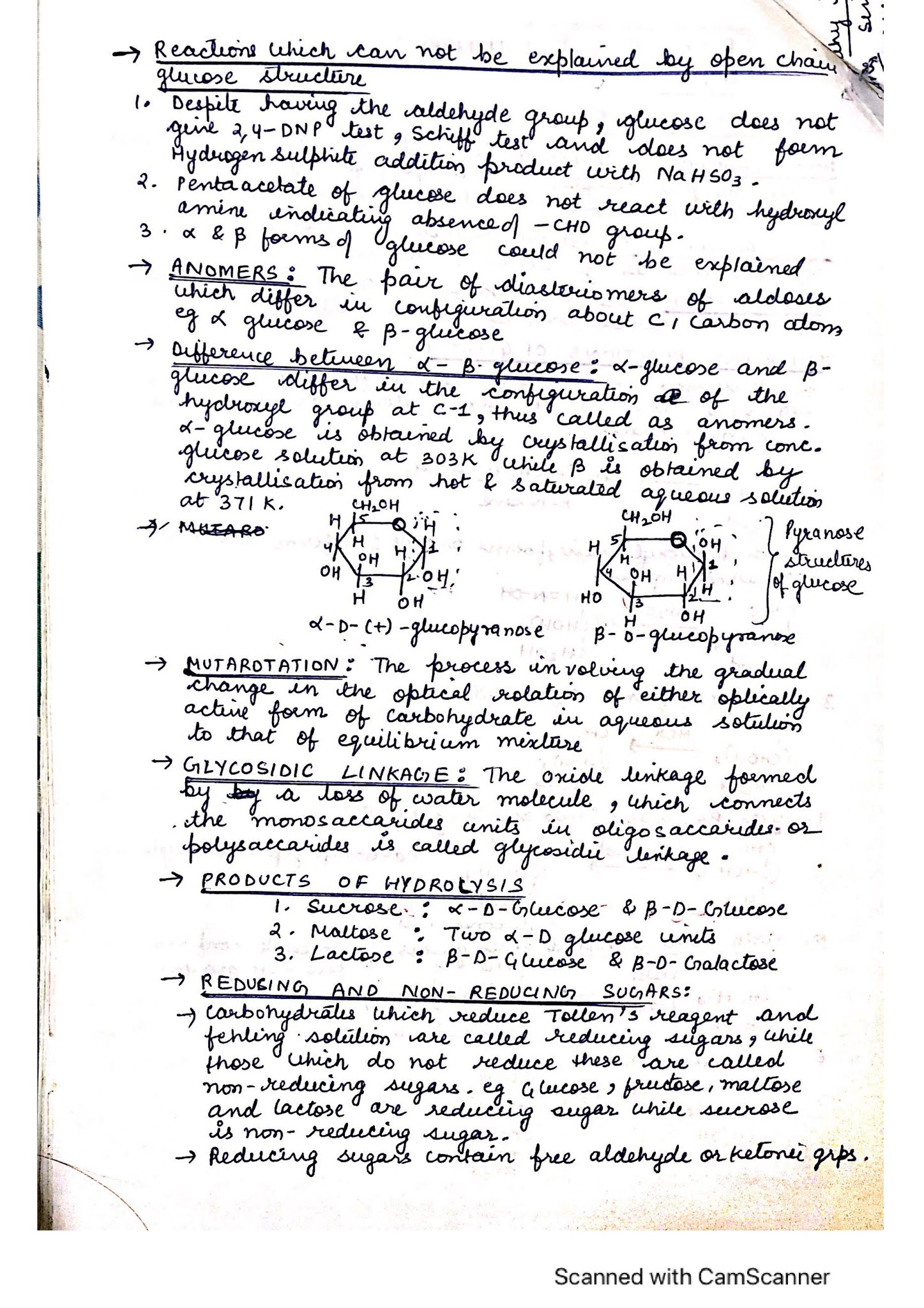 Chemistry Chapter 14 Biomolecules Class 12 Handwritten Notes PDF download