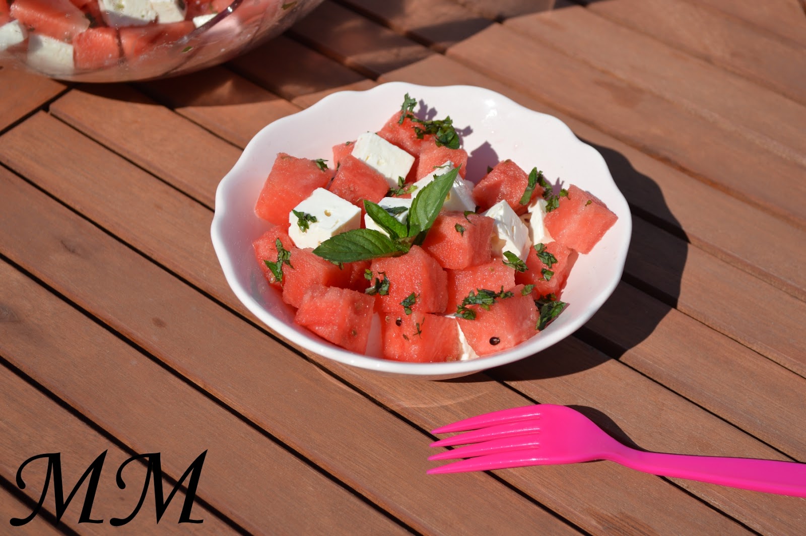 erfrischender Wassermelonen-Feta-Salat mit Minze {Sommersalat} erfrischender Wassermelonen-Feta-Salat mit Minze {Sommersalat}