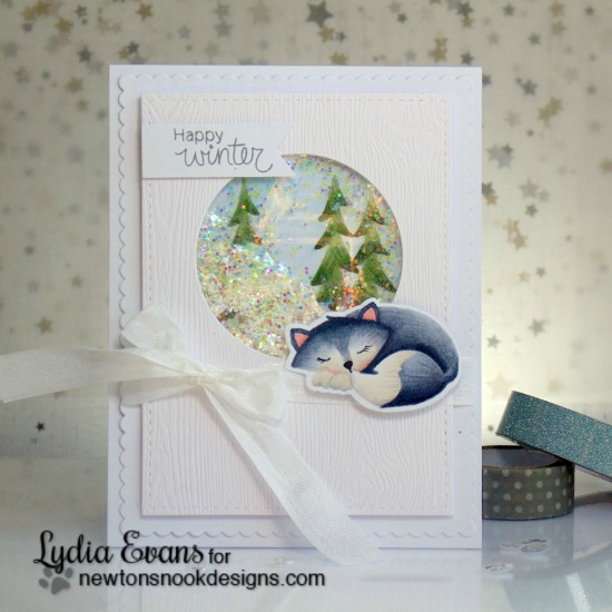Happy Winter Fox Shaker Card by Lydia Evans | Fox Hollow stamp set & die set by Newton's Nook Designs #newtonsnook #fox