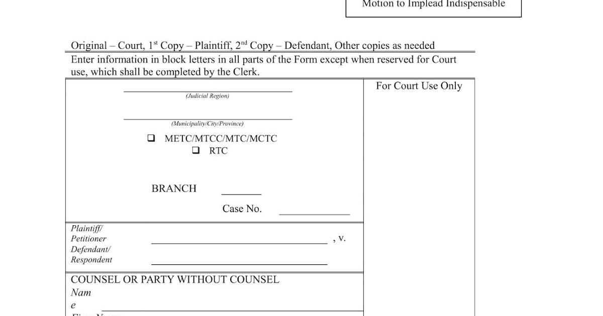 A Tired Future Attorney Motion to Implead Indispensable Party