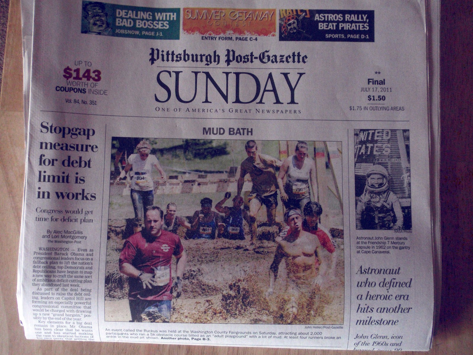 ... Rob made it to the front page of the Pittsburgh Sunday paper