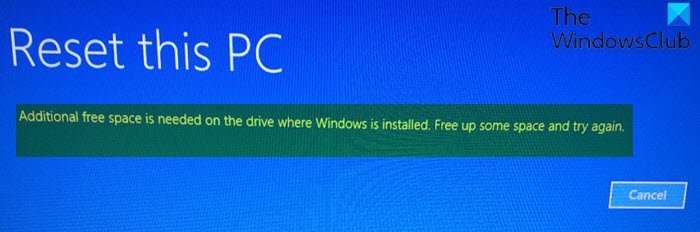 Se necesita espacio libre adicional en la unidad donde está instalado Windows