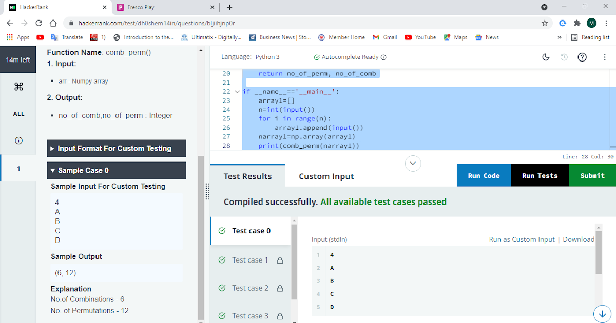 TechFreak Tej Combinations with Factorial Handson to