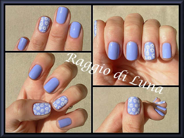 Raggio di Luna Nails: White dots floral on light lavender