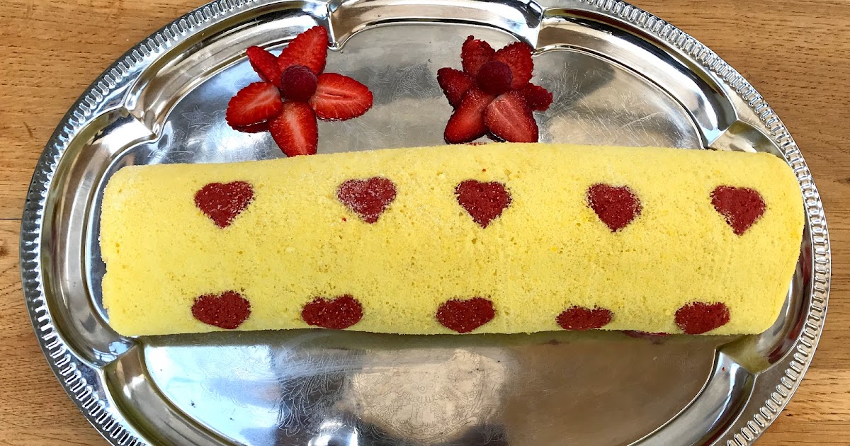 Pâtisserie Nadine: Herzchen-Erdbeer-Biskuitrolle mit Tonkabohnencreme
