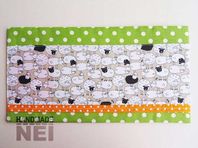 Handmade Nel: Калъф за книга от плат "Зелено на точки с овце"