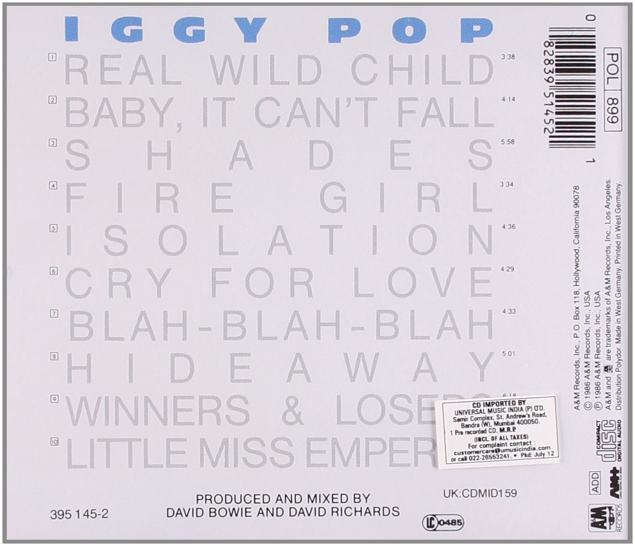 Classic Rock Covers Database Iggy Pop BlahBlahBlah (1986)