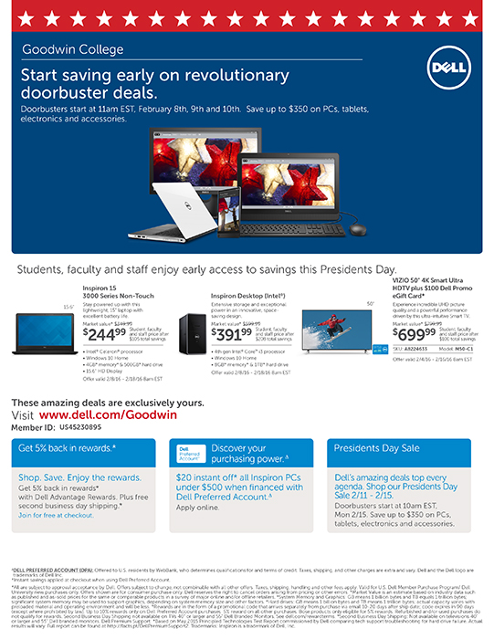 Goodwin University Student News DELL PRESIDENT'S DAY SALE!