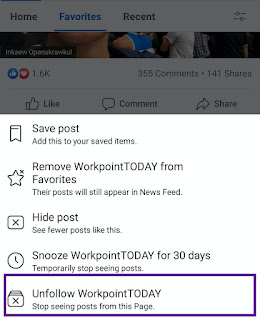 Unfollow Page or Group on Facebook App