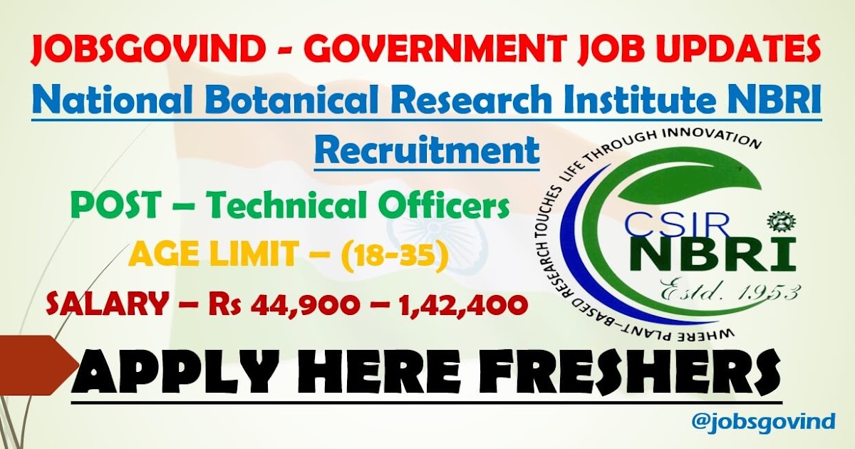 National Botanical Research Institute NBRI Recruitment 2021 for