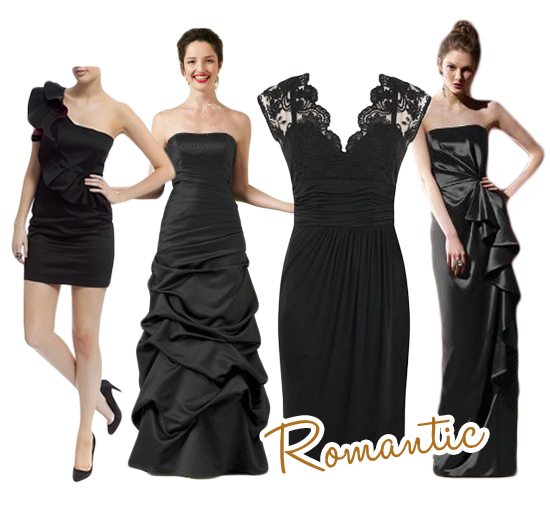 Romantic Black Bridesmaids Dresses