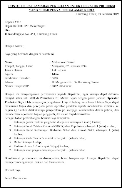 Format surat lamaran kerja picture