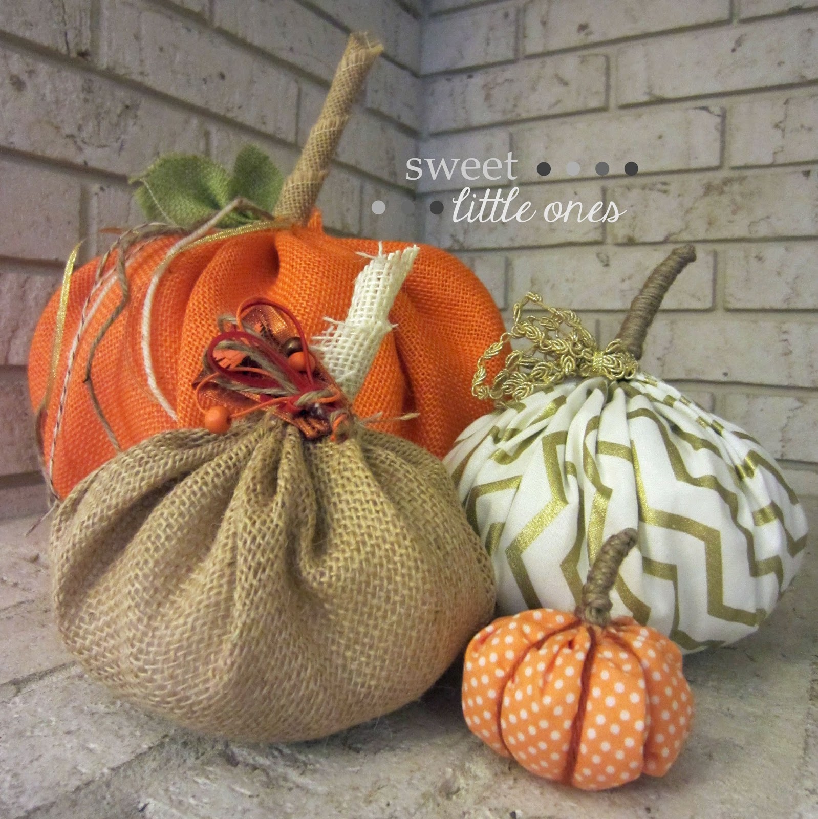 DIY Fabric and Burlap Pumpkins - www.sweetlittleonesblog.com