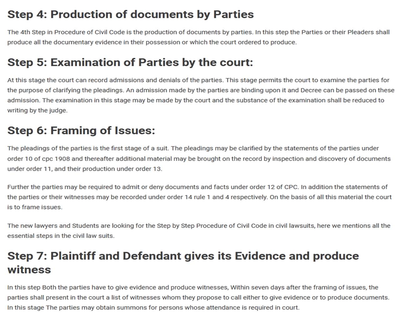 Step by Step Procedure of Civil Code Law Thesaurus