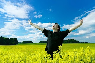 A happy man with a winning mindset