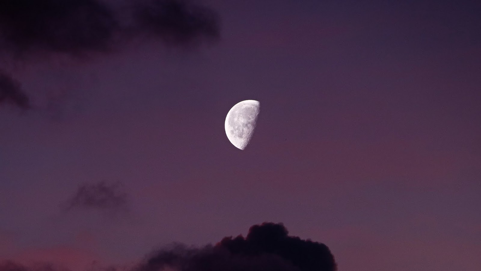 Wallpaper Dusk, Clouds, Moon
