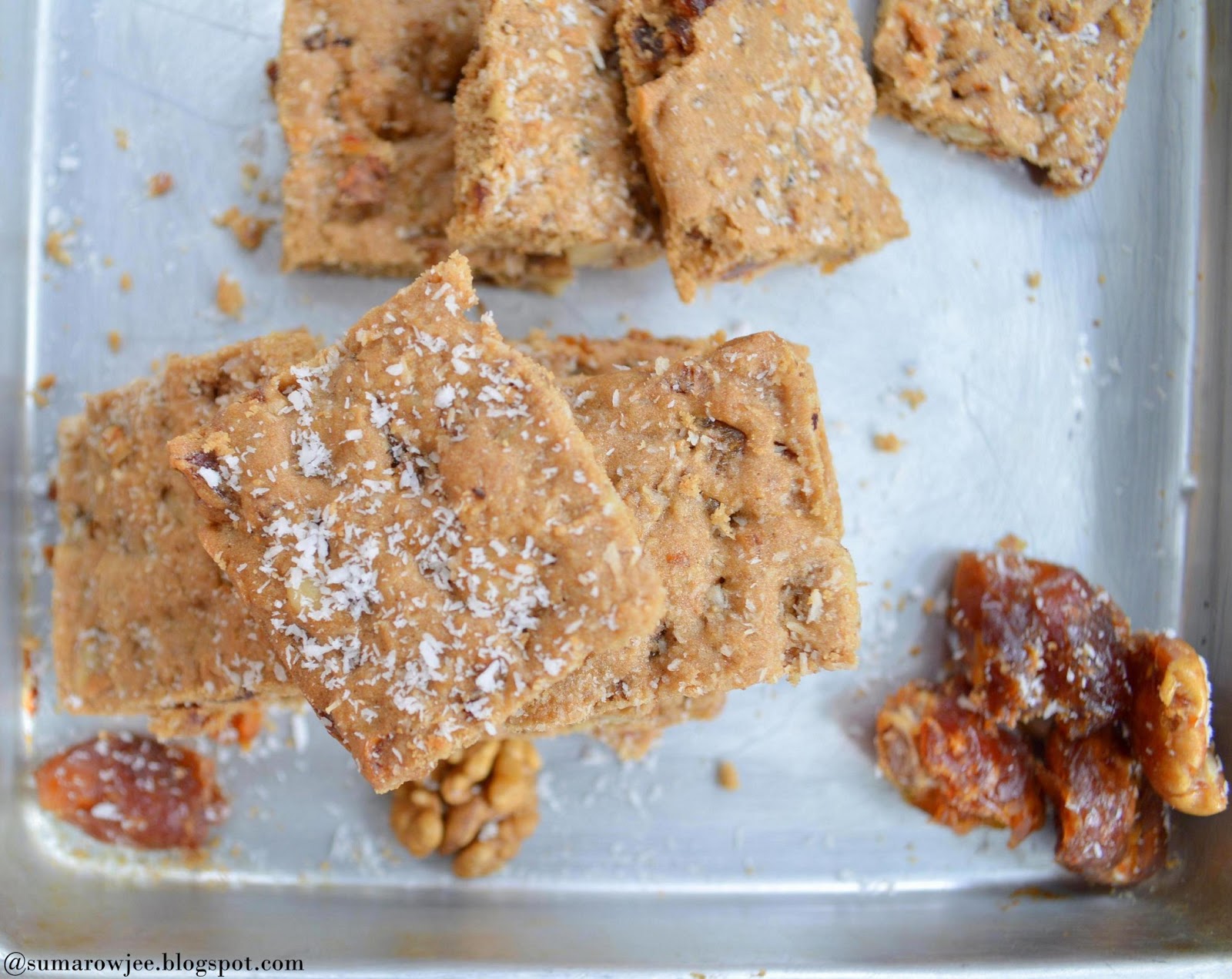 Cakes & More Whole Wheat Date, Walnut & Coconut Squares