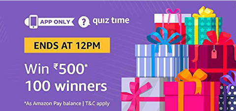 Amazon Quiz 28 January 2019 Answers - Win Rs.500