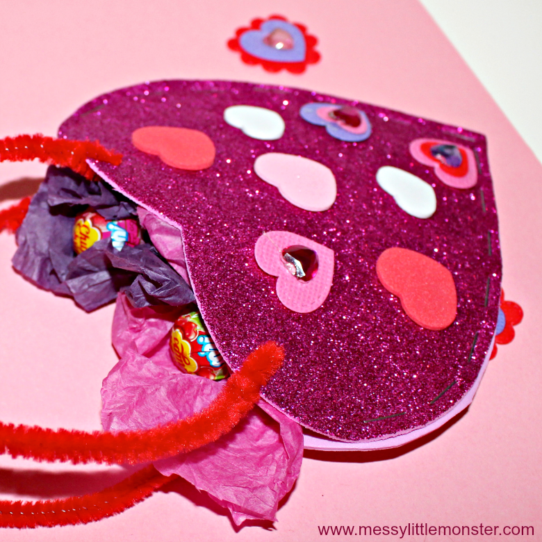 Valentine's Day Hearts Decorated with Foam Stickers - Crafty Mama