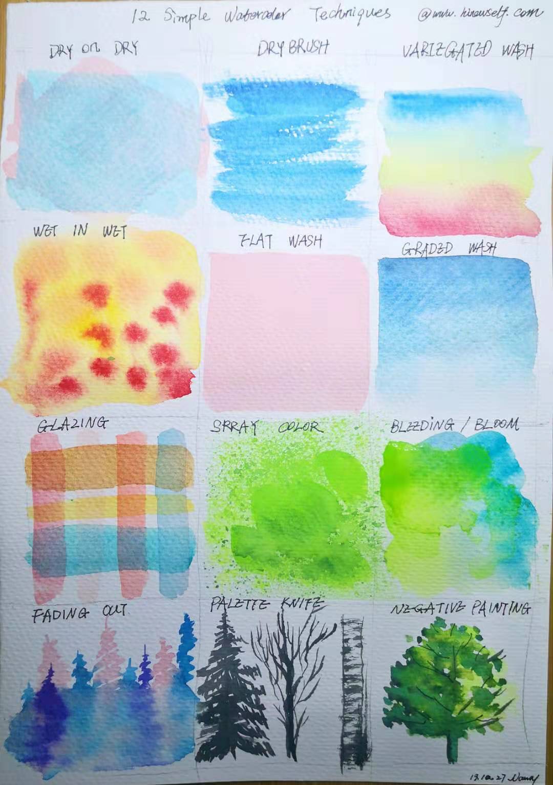 12 watercolor techniques for beginner, How to draw watercolor basic ...
