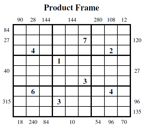 Product Frame Sudoku (Guest Authors Sudoku #4)