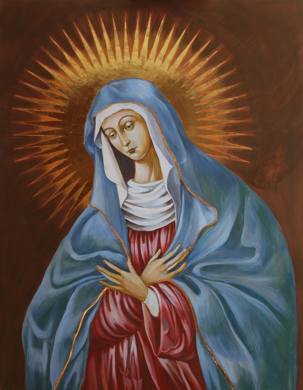 obrazy na zamówienie Matka Boska Ostrobramska w trakcie pracy I