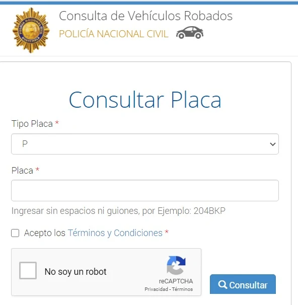 Formato para Consultar Placas de Auto en Guatemala