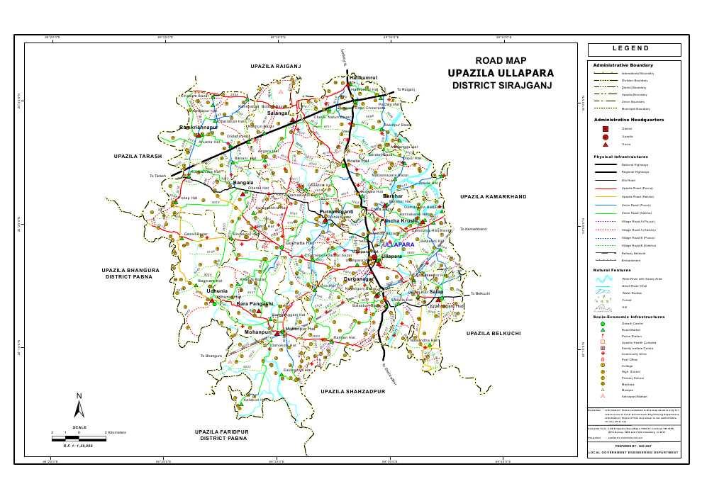 Ullapara Upazila Road Map Sirajganj District Bangladesh