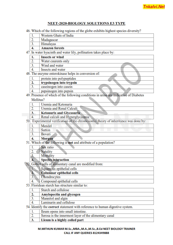 NEET Exam 2020 Biology Year wise NEET Question Paper Analysis Mr.M