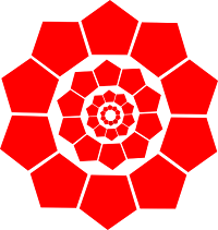 Flower shape created by red pentagons