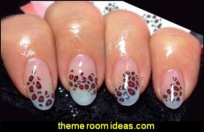 LEOPARD Red Animal Print Cheetah Water TRANSFER decals themed animal print nail designs - animal themed nail art - wild animal nail art - animal print nail decals - tiger nail stickers - leopard nail stickers - Jungle Animals Nail Art Sticker Decals LEOPARD Red Animal Print Cheetah Water TRANSFER decals