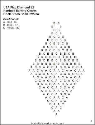 Free brick stitch seed bead Pendant pattern letter chart.