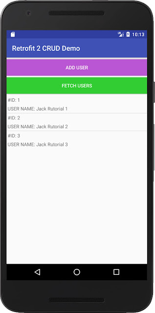 Retrofit 2 CRUD Android Example