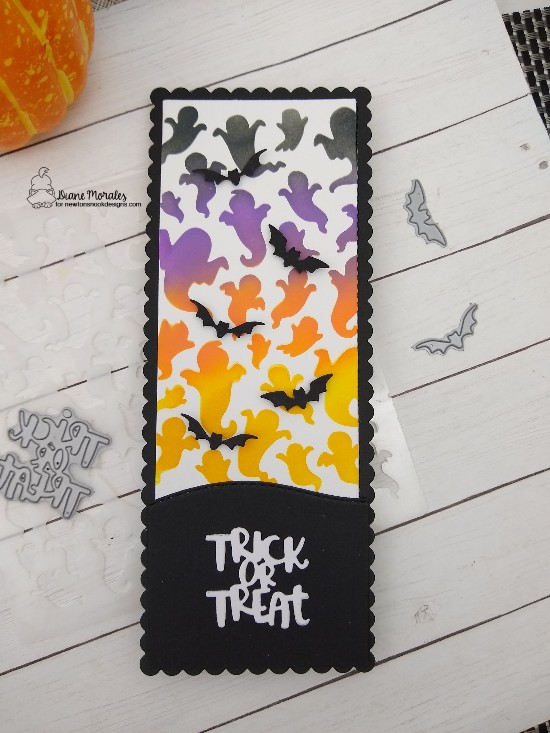 Trick-or-treat by Diane features Slimline Frames & Portholes, Halloween Trio, Land Borders, and Ghost by Newton's Nook Designs; #newtonsnook