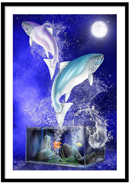 Pisces wall art, birthday art, wall art, fish art, aquarium art, Mark Taylor,