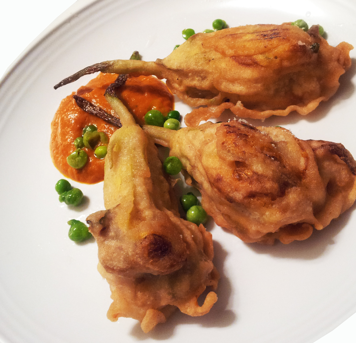 A Profound Hatred of Meat Basil Walnut Squash Blossoms with Red Pepper