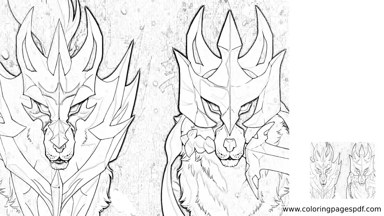 Coloring Page Of Zacian In Their Two Forms
