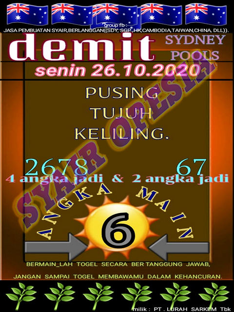 Syair Sdy 26 Oktober 2020 - Kode Syair Sgp Syair Hk Syair Sydney 2022