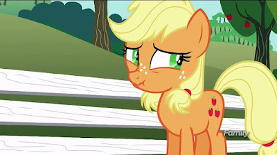 Young Applejack, having just told a lie