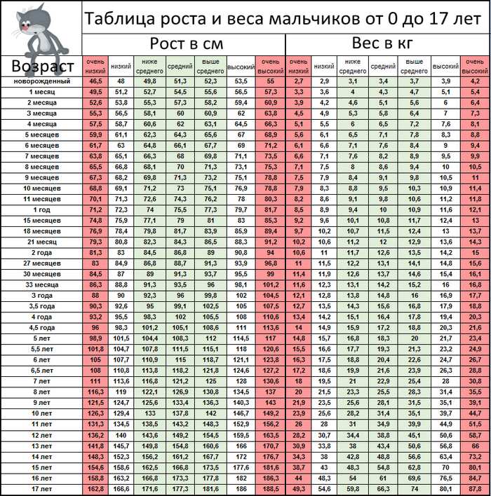 Как определить соответствие роста и веса у детей до года?